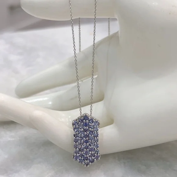 Sterling Silver Tanzanite Pendant 20” Necklace - Picture 6 of 11